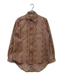Acne studios（アクネ ストゥディオス）の古着「Python Print Jacquard Shirt / パイソンプリントジャガードシャツ ウエスタンシャツ」｜ブラウン