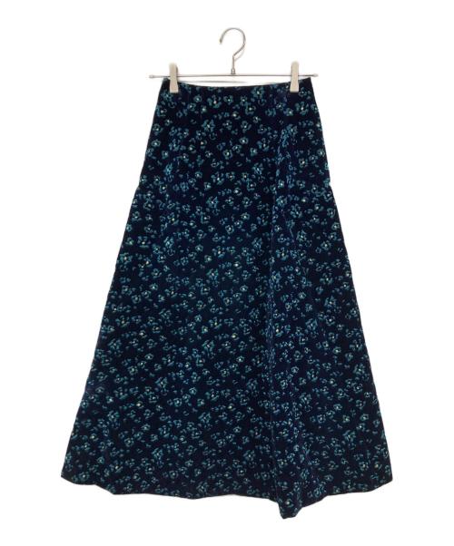 TELMA（テルマ）TELMA (テルマ) COMBI FLAR SKIRT / ベルベットフラワードッキングスカート ネイビー サイズ:36の古着・服飾アイテム