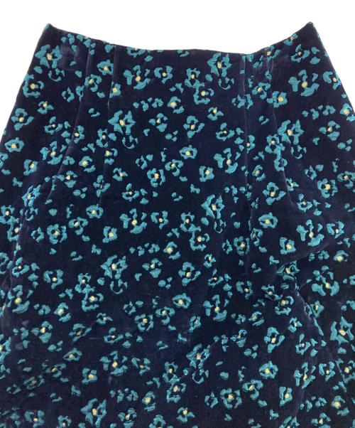 TELMA（テルマ）TELMA (テルマ) COMBI FLAR SKIRT / ベルベットフラワードッキングスカート ネイビー サイズ:36の古着・服飾アイテム