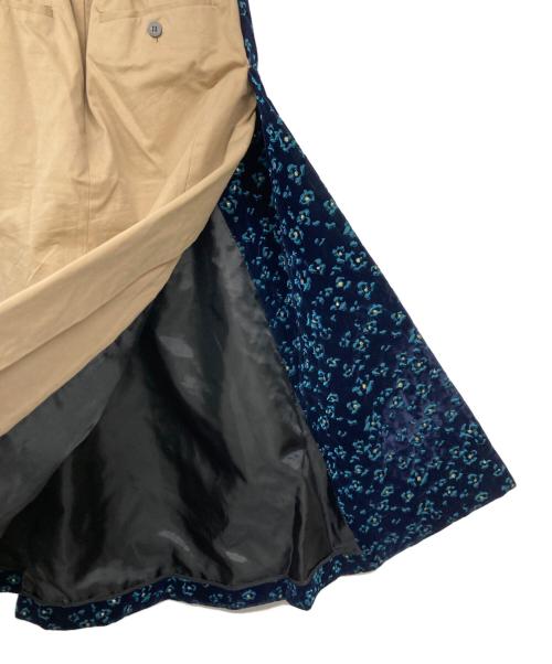 TELMA（テルマ）TELMA (テルマ) COMBI FLAR SKIRT / ベルベットフラワードッキングスカート ネイビー サイズ:36の古着・服飾アイテム
