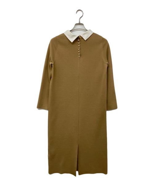 DRESSTERIOR（ドレステリア）DRESSTERIOR (ドレステリア) バックフェイクパールニットワンピース ベージュ サイズ:38の古着・服飾アイテム