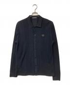 FRED PERRYフレッドペリー）の古着「POINTELLE PANEL LS KNIT SHIRT クルーネックニット セーター」｜ブラック