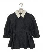 Demi-Luxe Beamsデミルクス ビームス）の古着「フクレ織りジャカード アタッチドカラー ブラウス」｜ブラック