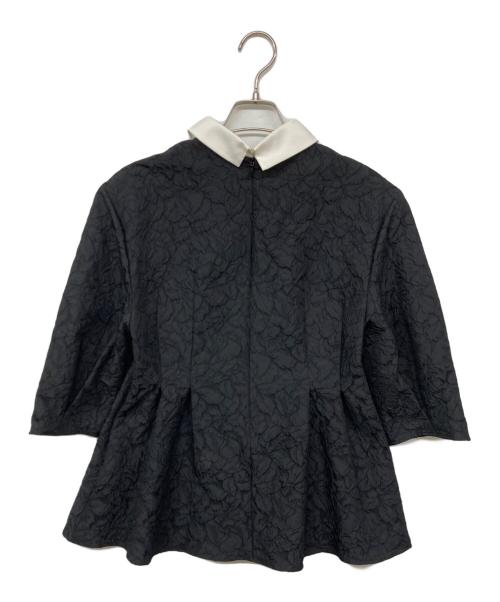 Demi-Luxe Beams（デミルクス ビームス）Demi-Luxe Beams (デミルクス ビームス) フクレ織りジャカード アタッチドカラー ブラウス ブラック サイズ:36の古着・服飾アイテム