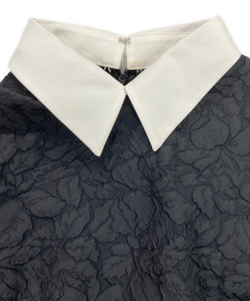 Demi-Luxe Beams（デミルクス ビームス）Demi-Luxe Beams (デミルクス ビームス) フクレ織りジャカード アタッチドカラー ブラウス ブラック サイズ:36の古着・服飾アイテム