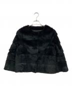 parigotパリゴ）の古着「ラビットノーカラーファージャケット」｜ブラック