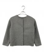 INDIVIインディヴィ）の古着「リバーノーカラーショートコート」｜グレー