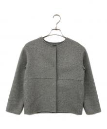 INDIVI（インディヴィ）の古着「リバーノーカラーショートコート」｜グレー