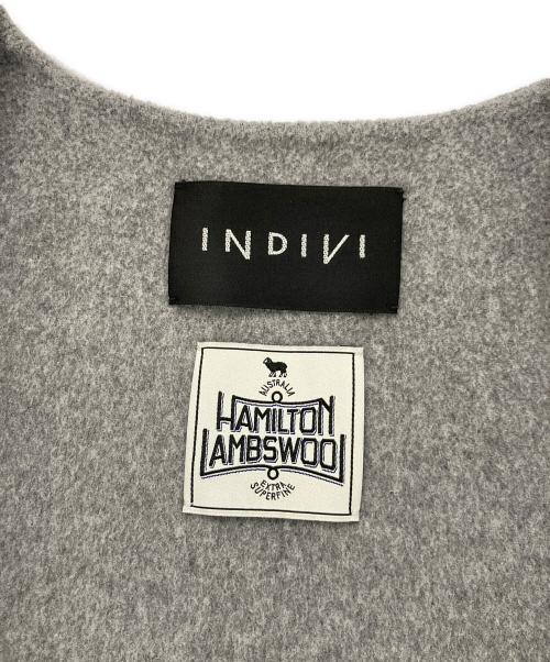 INDIVI（インディヴィ）INDIVI (インディヴィ) リバーノーカラーショートコート グレー サイズ:05の古着・服飾アイテム