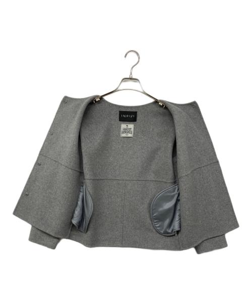INDIVI（インディヴィ）INDIVI (インディヴィ) リバーノーカラーショートコート グレー サイズ:05の古着・服飾アイテム