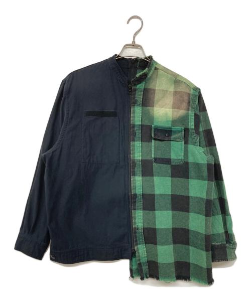 etsinta（エシンタ）etsinta (エシンタ) リメイクZIPミリタリージャケット ブラック×グリーン サイズ:ONEの古着・服飾アイテム