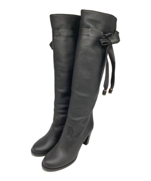 Chloe（クロエ）Chloe (クロエ) リボンデザインロングブーツ ブラック サイズ:37の古着・服飾アイテム