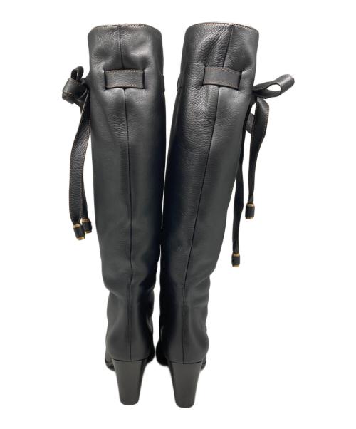 Chloe（クロエ）Chloe (クロエ) リボンデザインロングブーツ ブラック サイズ:37の古着・服飾アイテム