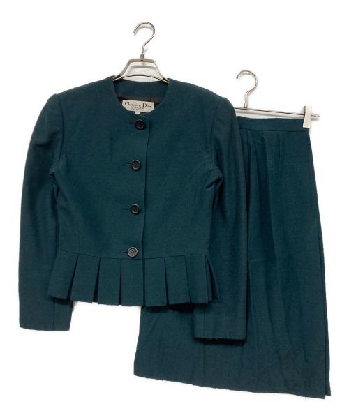 Christian Dior（クリスチャン ディオール）Christian Dior (クリスチャン ディオール) ノーカラージャケットセットアップ グリーン サイズ:7の古着・服飾アイテム