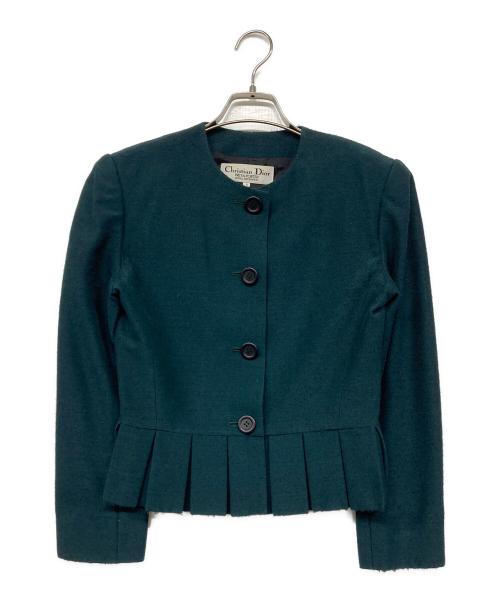 Christian Dior（クリスチャン ディオール）Christian Dior (クリスチャン ディオール) ノーカラージャケットセットアップ グリーン サイズ:7の古着・服飾アイテム