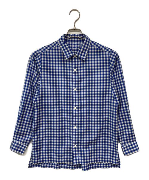 山と道（ヤマトミチ）山と道 (ヤマトミチ) Merino Shirt / ギンガムチェック スナップ メリノシャツ ブルー×ホワイト サイズ:XSの古着・服飾アイテム
