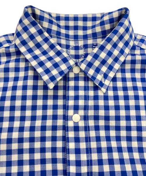 山と道（ヤマトミチ）山と道 (ヤマトミチ) Merino Shirt / ギンガムチェック スナップ メリノシャツ ブルー×ホワイト サイズ:XSの古着・服飾アイテム