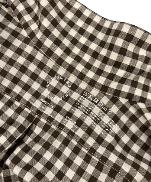 山と道（ヤマトミチ）山と道 (ヤマトミチ) Merino Shirt / ギンガムチェック スナップ メリノシャツ ホワイト×ブラウン サイズ:XSの古着・服飾アイテム