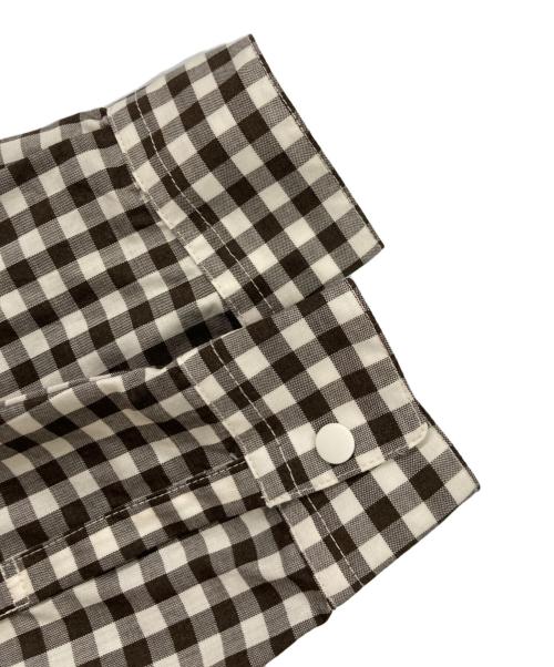 山と道（ヤマトミチ）山と道 (ヤマトミチ) Merino Shirt / ギンガムチェック スナップ メリノシャツ ホワイト×ブラウン サイズ:XSの古着・服飾アイテム