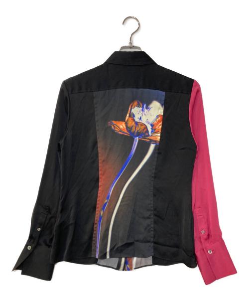 PAUL SMITH（ポールスミス）PAUL SMITH (ポールスミス) 転写プリントシャツ ブラック×ピンク サイズ:42の古着・服飾アイテム