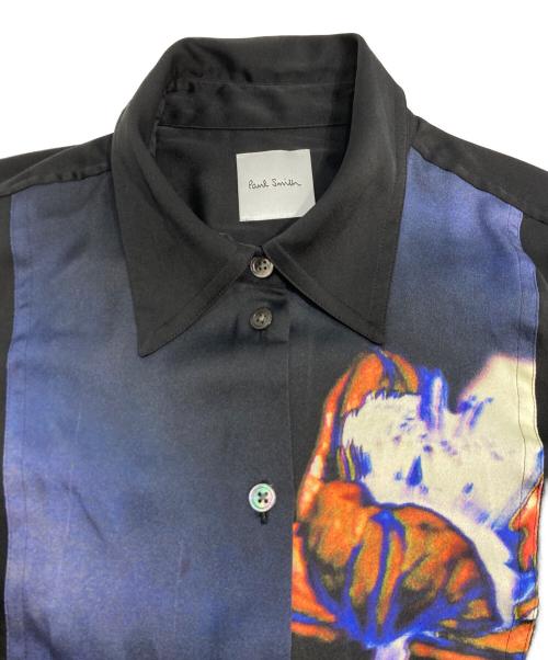 PAUL SMITH（ポールスミス）PAUL SMITH (ポールスミス) 転写プリントシャツ ブラック×ピンク サイズ:42の古着・服飾アイテム
