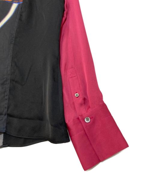 PAUL SMITH（ポールスミス）PAUL SMITH (ポールスミス) 転写プリントシャツ ブラック×ピンク サイズ:42の古着・服飾アイテム