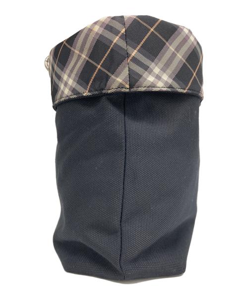 BURBERRY BLUE LABEL（バーバリー ブルー レーベル）BURBERRY BLUE LABEL (バーバリーロンドンブルーレーベル) 折り返し キャンバストートバッグ 刺繍ロゴ ノバチェック ブラックの古着・服飾アイテム