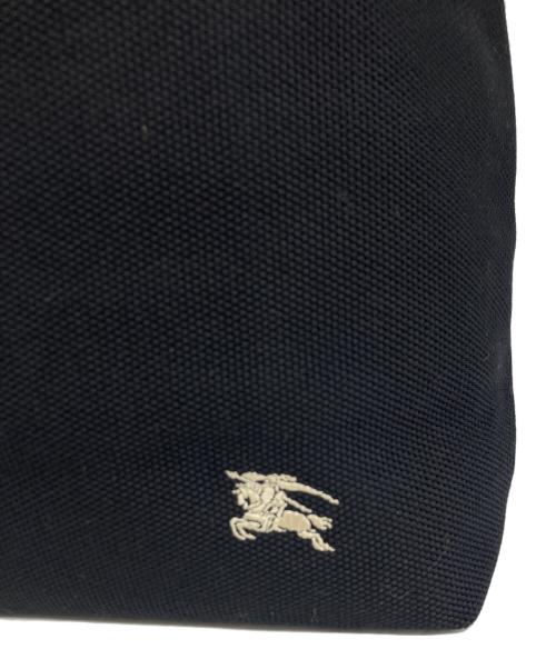 BURBERRY BLUE LABEL（バーバリー ブルー レーベル）BURBERRY BLUE LABEL (バーバリーロンドンブルーレーベル) 折り返し キャンバストートバッグ 刺繍ロゴ ノバチェック ブラックの古着・服飾アイテム