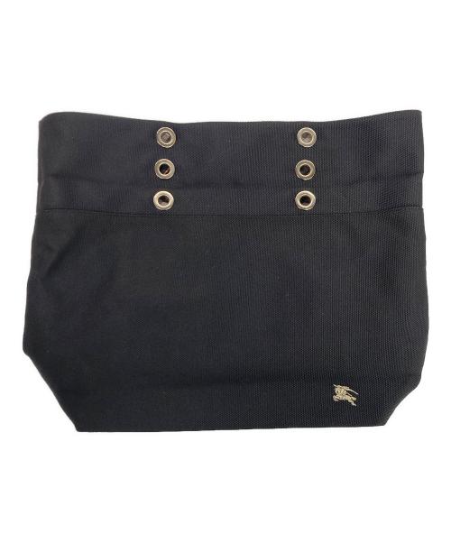 BURBERRY BLUE LABEL（バーバリー ブルー レーベル）BURBERRY BLUE LABEL (バーバリーロンドンブルーレーベル) 折り返し キャンバストートバッグ 刺繍ロゴ ノバチェック ブラックの古着・服飾アイテム