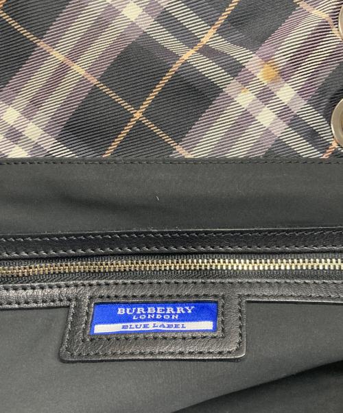 BURBERRY BLUE LABEL（バーバリー ブルー レーベル）BURBERRY BLUE LABEL (バーバリーロンドンブルーレーベル) 折り返し キャンバストートバッグ 刺繍ロゴ ノバチェック ブラックの古着・服飾アイテム
