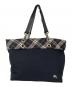 BURBERRY BLUE LABEL（バーバリーロンドンブルーレーベル）の古着「折り返し キャンバストートバッグ 刺繍ロゴ ノバチェック」｜ブラック