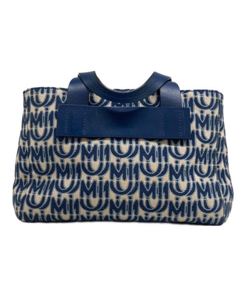 MIU MIU（ミュウミュウ）MIU MIU (ミュウミュウ) MIU EVERYWHERE / ミュウ エヴリウェア トートバッグ ブルー  ベージュ×ブルーの古着・服飾アイテム