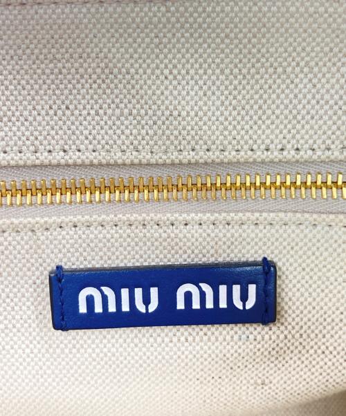 MIU MIU（ミュウミュウ）MIU MIU (ミュウミュウ) MIU EVERYWHERE / ミュウ エヴリウェア トートバッグ ブルー  ベージュ×ブルーの古着・服飾アイテム