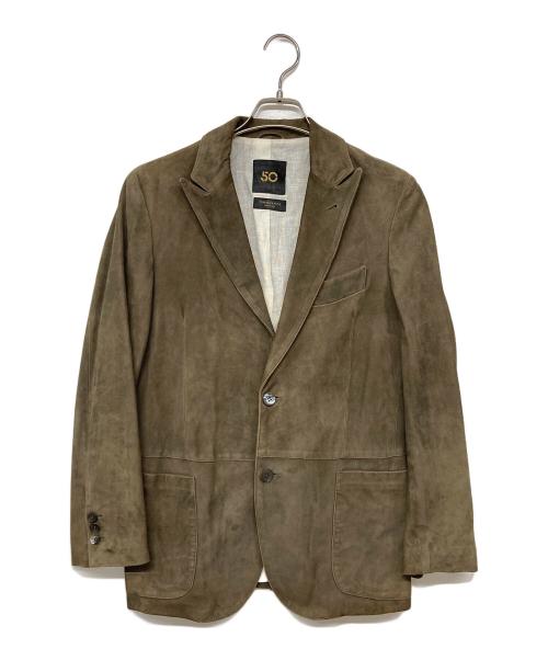 Cinquanta（チンクワンタ）Cinquanta (チンクワンタ) ゴートスウェードテーラードジャケット ブラウン サイズ:44の古着・服飾アイテム