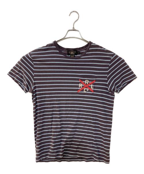 RRL（ダブルアールエル）RRL (ダブルアールエル) ボーダーポケットTEE ネイビー サイズ:Mの古着・服飾アイテム