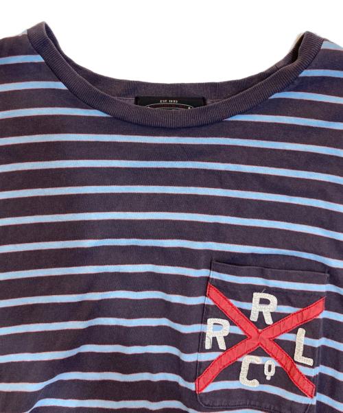 RRL（ダブルアールエル）RRL (ダブルアールエル) ボーダーポケットTEE ネイビー サイズ:Mの古着・服飾アイテム