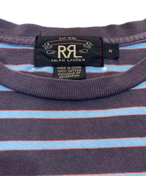 RRL（ダブルアールエル）RRL (ダブルアールエル) ボーダーポケットTEE ネイビー サイズ:Mの古着・服飾アイテム