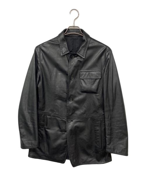 JIL SANDER（ジルサンダー）JIL SANDER (ジルサンダー) リバーシブルレザーナイロンジャケット ブラック サイズ:48の古着・服飾アイテム