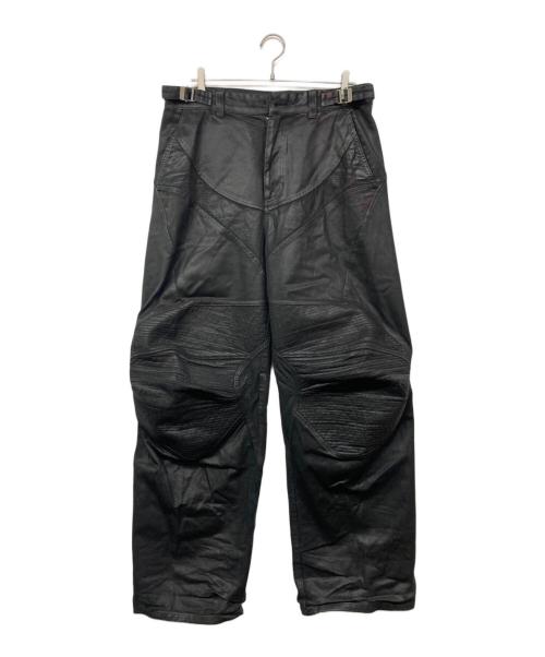 PROJECT G/R（プロジェクト ジーアール）PROJECT G/R (プロジェクト ジーアール) COATED BIKER ARMOURED FLARE コーティングパンツ ブラック サイズ:3の古着・服飾アイテム