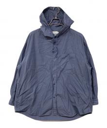 Graphpaper（グラフペーパー）の古着「Garment Dyed Suvin Typewriter Oversized Hooded Shirt」｜ブルー