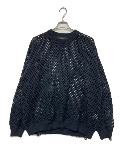 UNUSED（アンユーズド）UNUSED (アンユーズド) Crochet crewneck sweater コットンニット ネイビー サイズ:4の古着・服飾アイテム