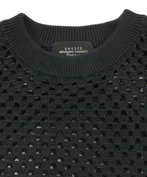 UNUSED（アンユーズド）UNUSED (アンユーズド) Crochet crewneck sweater コットンニット ネイビー サイズ:4の古着・服飾アイテム