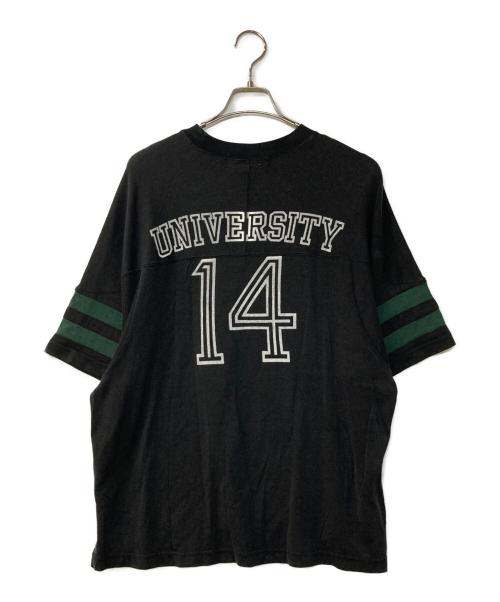 REMI RELIEF（レミレリーフ）REMI RELIEF (レミレリーフ) SP加工R/C天竺フットボールT(14) ブラック サイズ:Sの古着・服飾アイテム