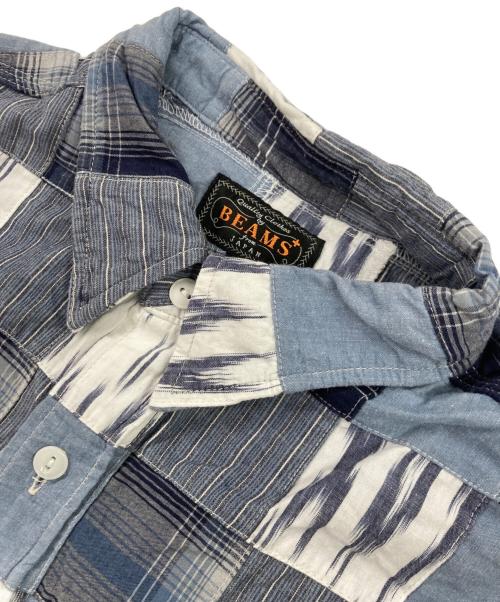 BEAMS（ビームス）BEAMS (ビームス) WORK Patchwork BLUE P/W / パッチワークシャツ ブルー サイズ:XLの古着・服飾アイテム