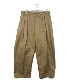 STUDIO NICHOLSON（スタジオ ニコルソン）の古着「【別注】STUDIO NICHOLSON / ALVY DOUBLE PLEAT PANT / ダブルプリーツパンツ」｜ベージュ