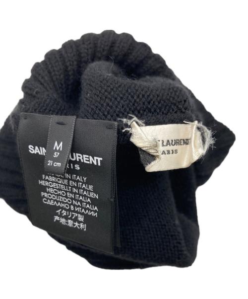 Saint Laurent Paris（サンローランパリ）Saint Laurent Paris (サンローランパリ) ハートデザインニット帽 ブラック サイズ:Mの古着・服飾アイテム