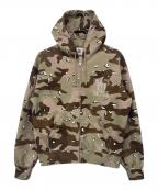 BlackEyePatchブラックアイパッチ）の古着「STENCIL LOGO EMBROIDERED ZIP HOODIE / ジップアップフーディー」｜カーキ