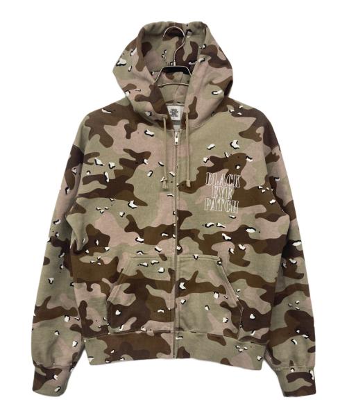 BlackEyePatch（ブラックアイパッチ）BlackEyePatch (ブラックアイパッチ) STENCIL LOGO EMBROIDERED ZIP HOODIE / ジップアップフーディー カーキ サイズ:Sの古着・服飾アイテム