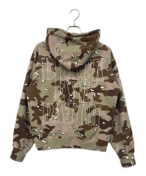 BlackEyePatch（ブラックアイパッチ）BlackEyePatch (ブラックアイパッチ) STENCIL LOGO EMBROIDERED ZIP HOODIE / ジップアップフーディー カーキ サイズ:Sの古着・服飾アイテム