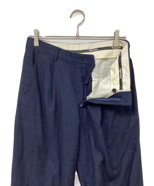 SUPREME（シュプリーム）Supreme (シュプリーム) Pleated Trouser / シルクネップ トラウザースラックス ネイビー サイズ:30の古着・服飾アイテム